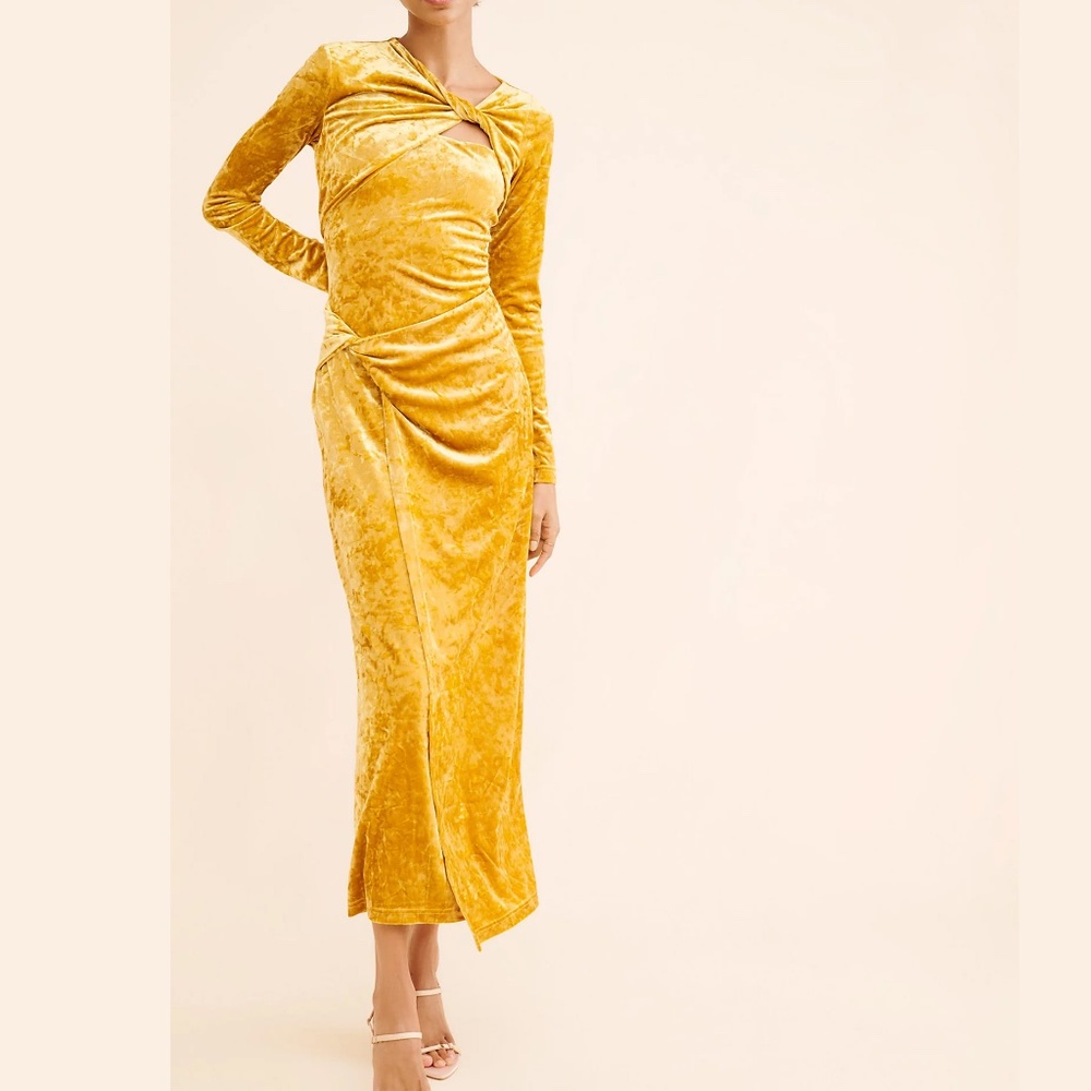 Significant Other Narin gold Velvet Long Sleeve Dress sz 8